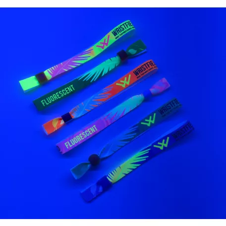 Textil karszalag (15x340mm, egy oldalon színes FLUO nyomással) - alu gyűrűvel