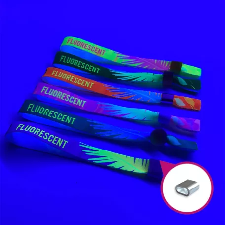 Textil karszalag - Gyerek méret (15x300mm, egy oldalon színes FLUO nyomással) - alu gyűrűvel