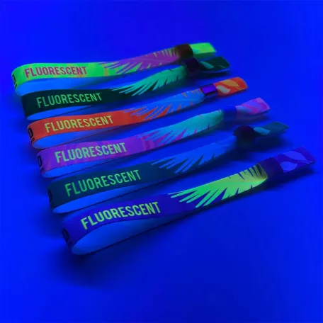 Textil karszalag - Gyerek méret (15x300mm, egy oldalon színes FLUO nyomással) - alu gyűrűvel