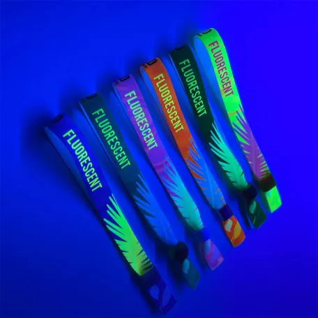 Textil karszalag - Gyerek méret (15x300mm, egy oldalon színes FLUO nyomással) - műanyag gyűrűvel