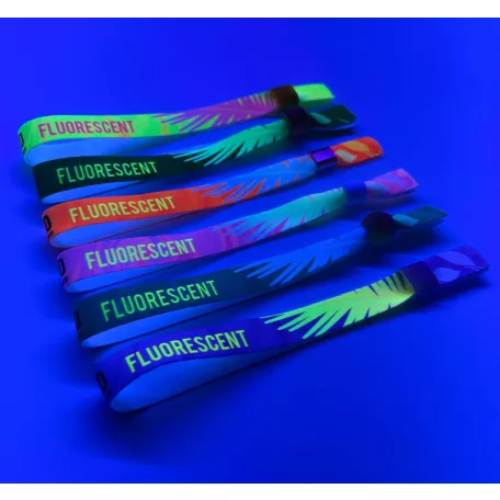 Textil karszalag (15x340mm, egy oldalon színes FLUO nyomással) - önzáró műanyag gyűrűvel
