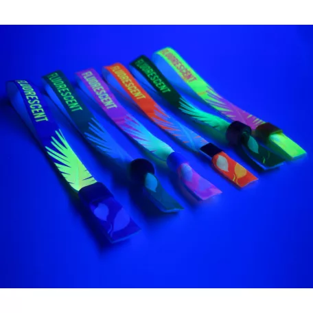 Textil karszalag (15x340mm, egy oldalon színes FLUO nyomással) - önzáró műanyag gyűrűvel
