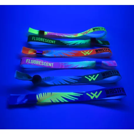 Textil karszalag (15x340mm, egy oldalon színes FLUO nyomással) - önzáró műanyag gyűrűvel