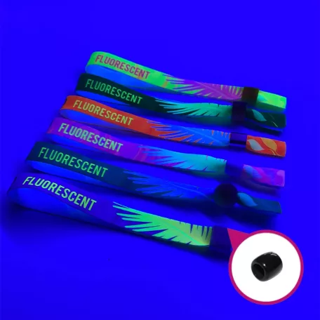 Textil karszalag (15x340mm, egy oldalon színes FLUO nyomással) - újrazárható műanyag gyűrűvel