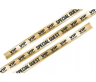   Textil karszalag (15x340mm, egy oldalon színes nyomással) - fekete önzáró műanyag gyűrűvel - VIP Special Guest mintás