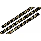Textil karszalag (15x340mm, egy oldalon színes nyomással) - fekete önzáró műanyag gyűrűvel - VIP Special Guest mintás