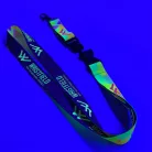 Szatén Nyakpánt feliratos 20x900mm - FLUO nyomtatással - Karabínerrel és toldó csattal