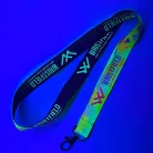 Szatén Nyakpánt feliratos 20x900mm - FLUO nyomtatással - Csepp Karabínerrel