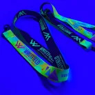 Szatén Nyakpánt feliratos 20x900mm - FLUO nyomtatással - Csepp Karabínerrel