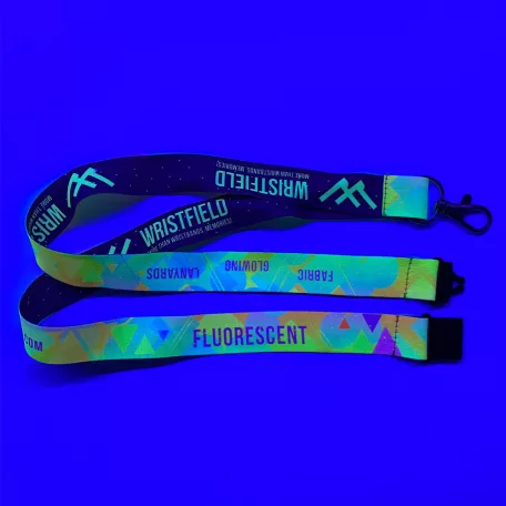 Szatén Nyakpánt feliratos 20x900mm - FLUO nyomtatással - Karabínerrel és biztonsági szakító csattal