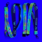 Szatén Nyakpánt feliratos 20x900mm - FLUO nyomtatással - Karabínerrel és biztonsági szakító csattal
