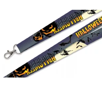   Nyakpánt mintás szatén színes 20mm - karabínerrel - Halloween Boszorkányos
